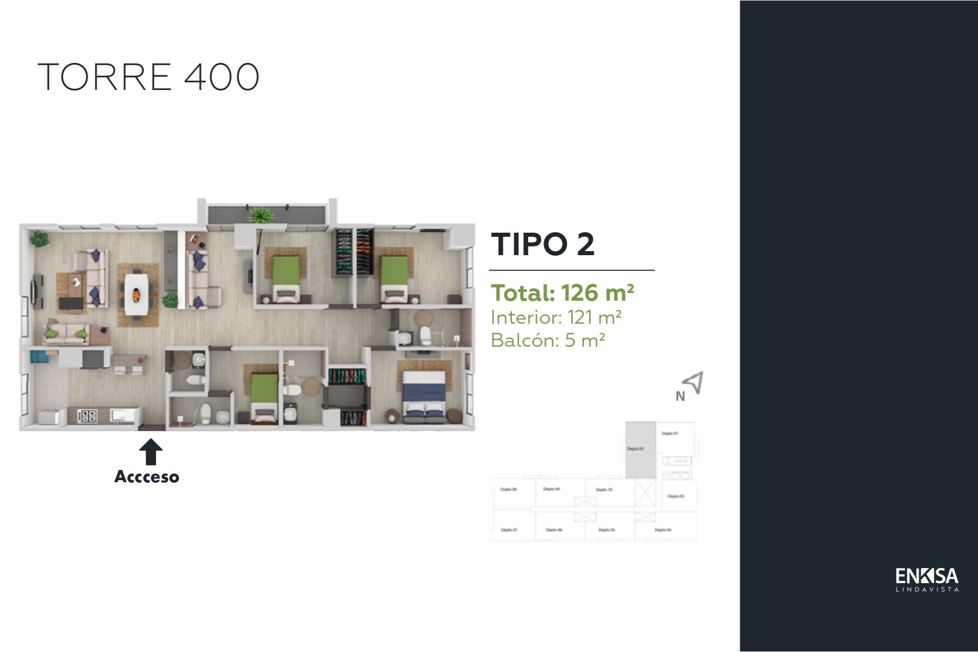 Tipos de apartamentos en la torre 400
