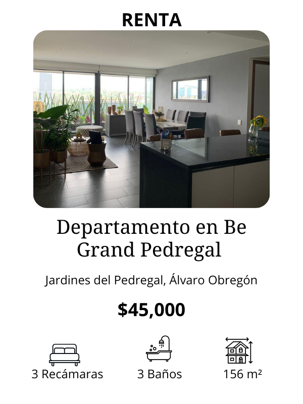 Departamento en Renta en Be Grand Pedregal
