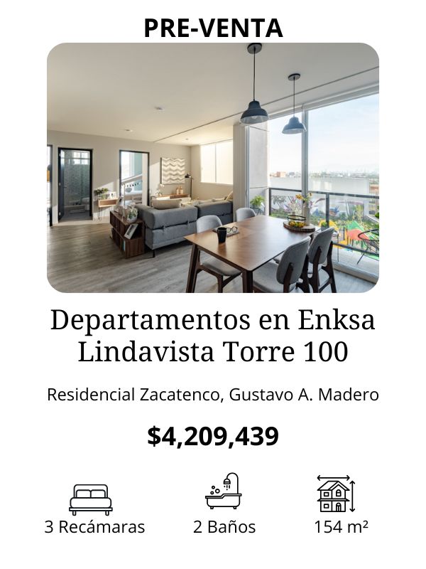 Preventa departamentos en Enksa Lindavista