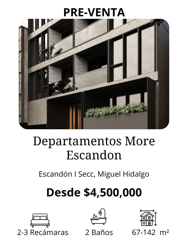 Departamentos en PRE-Venta en More Escandon