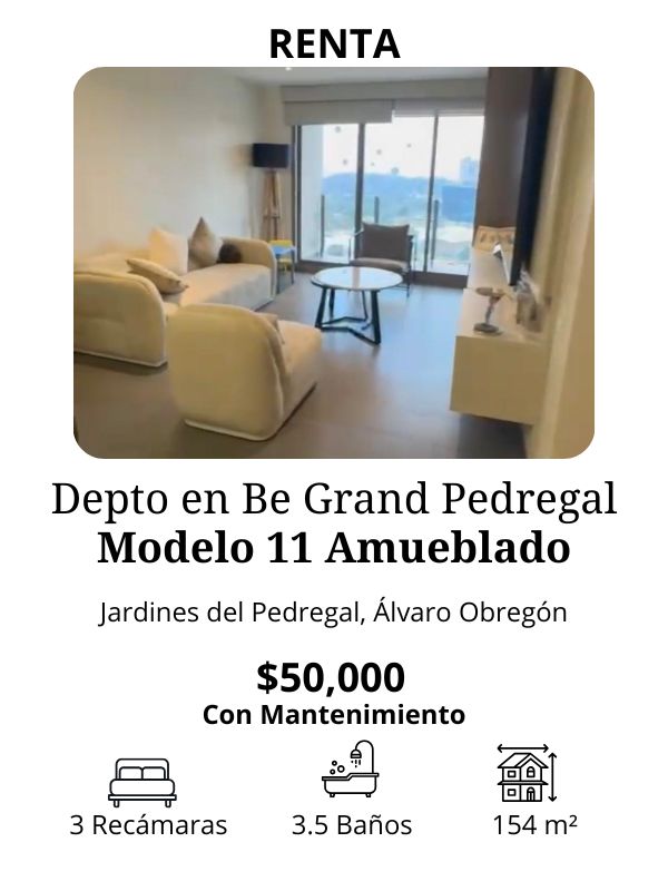 Departamento en Renta en Be Grand Pedregal Modelo 11